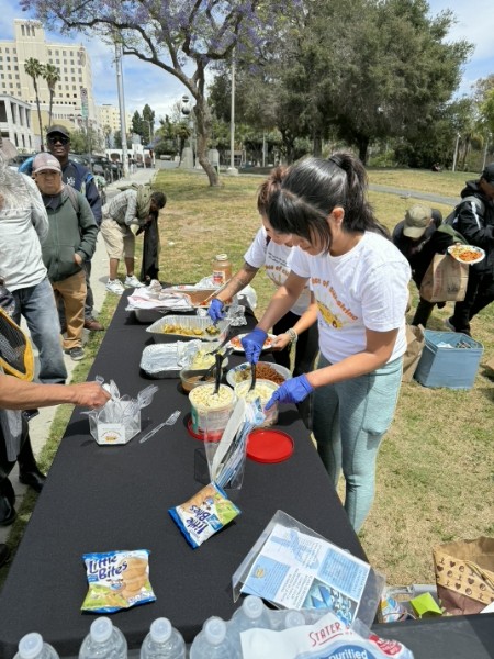 Feeding the homeless at park